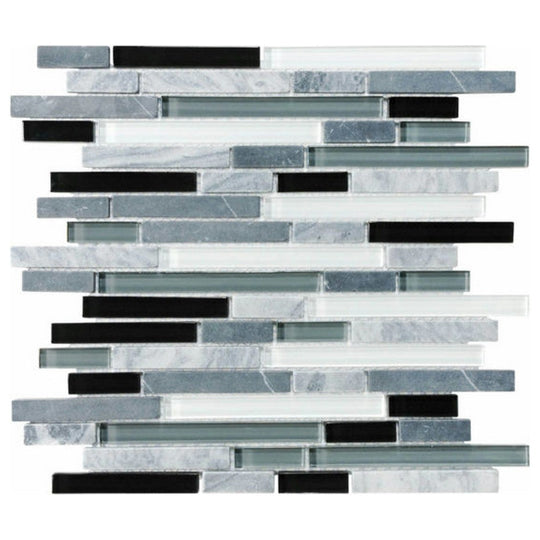 Qualis Ceramica 12" x 12" Bliss Glossy Glass Linear Mosaic