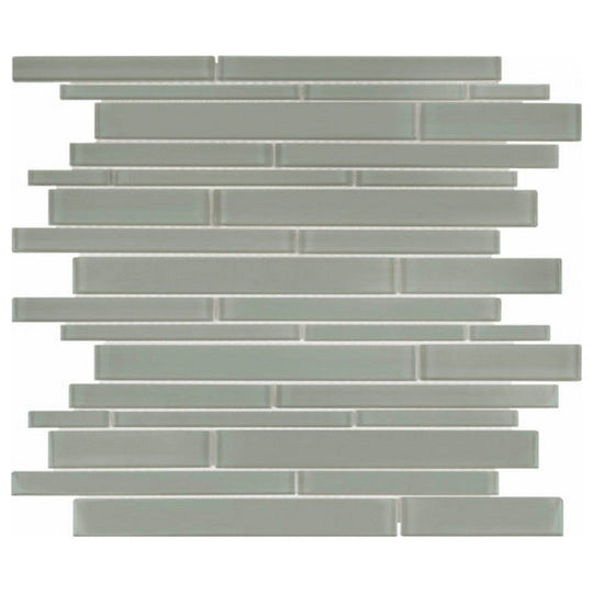 Qualis Ceramica 12" x 12" Bliss Element Glossy Glass Random Strip Mosaic