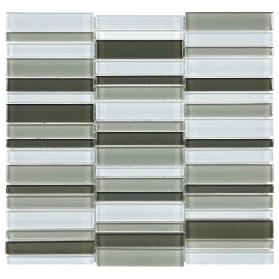 Qualis Ceramica 12" x 12" Bliss Element Glossy Glass Blend Stacked Mosaic