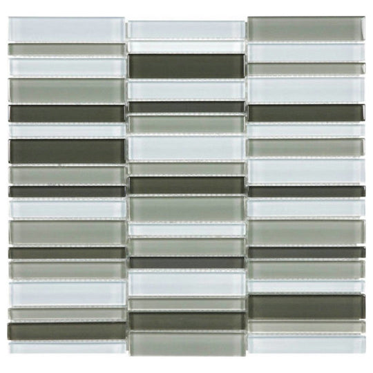 Qualis Ceramica 12" x 12" Bliss Element Glossy Glass Blend Stacked Mosaic