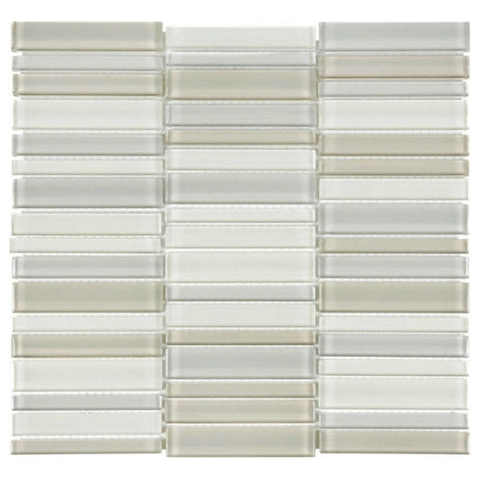 Qualis Ceramica 12" x 12" Bliss Element Glossy Glass Blend Stacked Mosaic