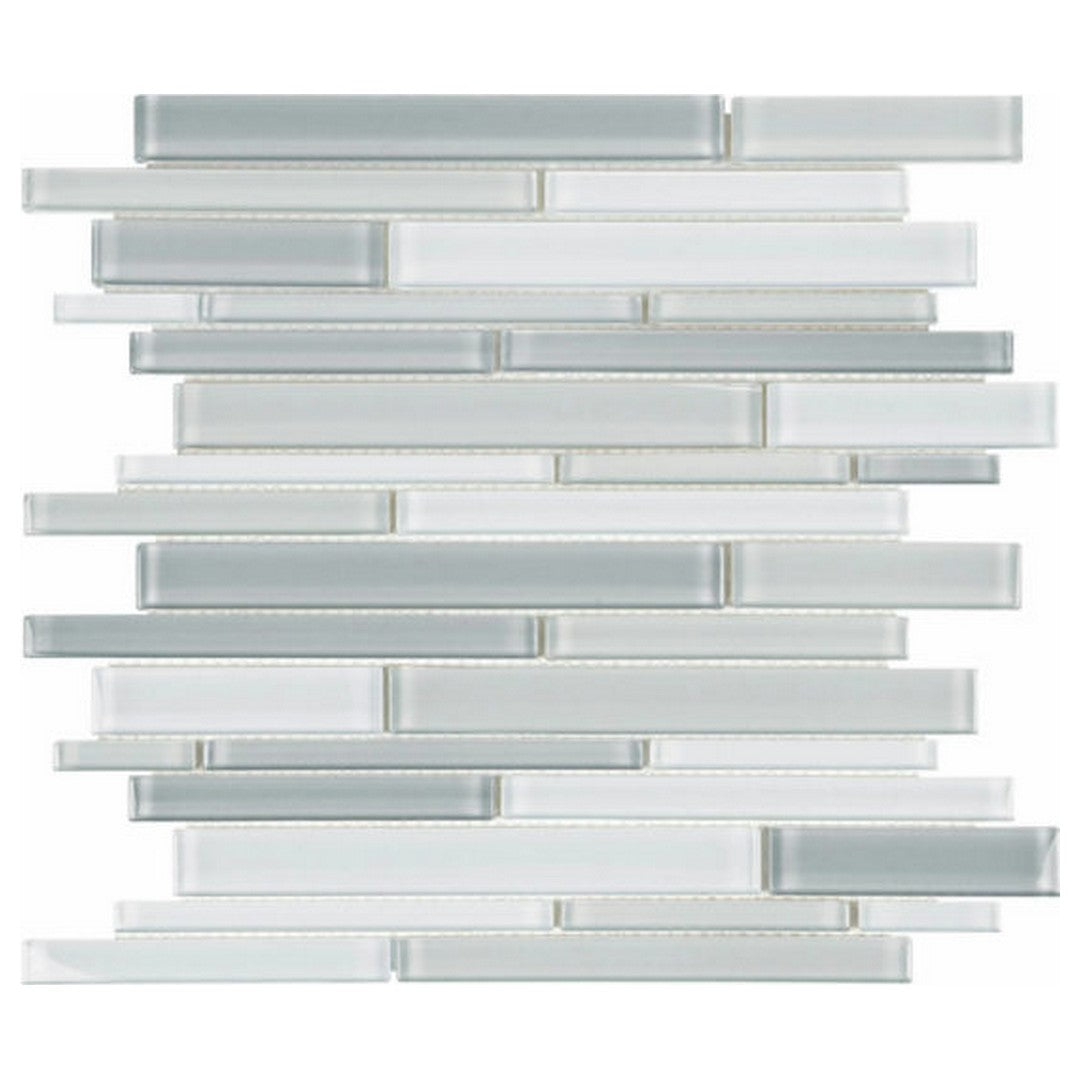 Qualis Ceramica 12" x 12" Bliss Element Glossy Glass Blend Random Strip Mosaic