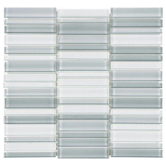 Qualis Ceramica 12" x 12" Bliss Element Glossy Glass Blend Stacked Mosaic