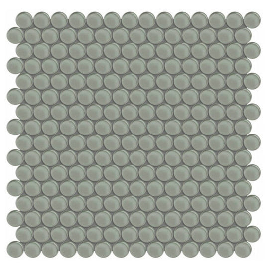 Qualis Ceramica 11.73" x 11.73" Bliss Element Glossy Glass Penny Round Mosaic