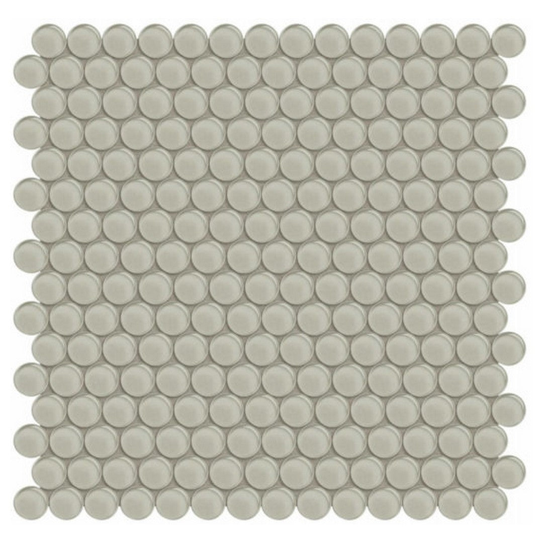 Qualis Ceramica 11.73" x 11.73" Bliss Element Glossy Glass Penny Round Mosaic