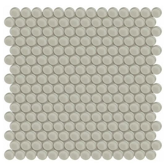 Qualis Ceramica 11.73" x 11.73" Bliss Element Glossy Glass Penny Round Mosaic