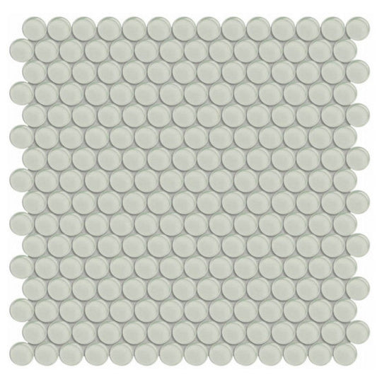 Qualis Ceramica 11.73" x 11.73" Bliss Element Glossy Glass Penny Round Mosaic