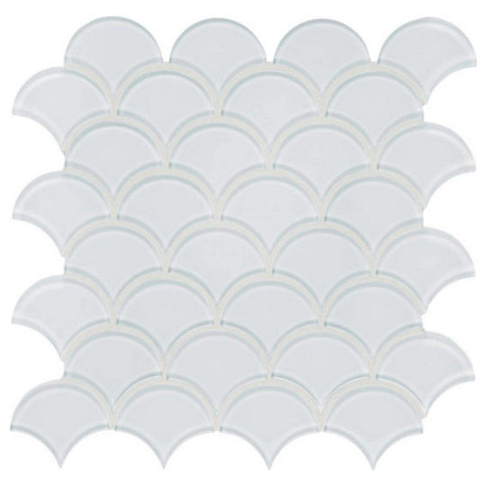 Qualis Ceramica 11.93" x 11.93" Bliss Element Glossy Glass Scallop Mosaic