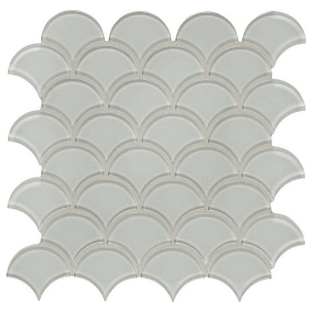 Qualis Ceramica 11.93" x 11.93" Bliss Element Glossy Glass Scallop Mosaic