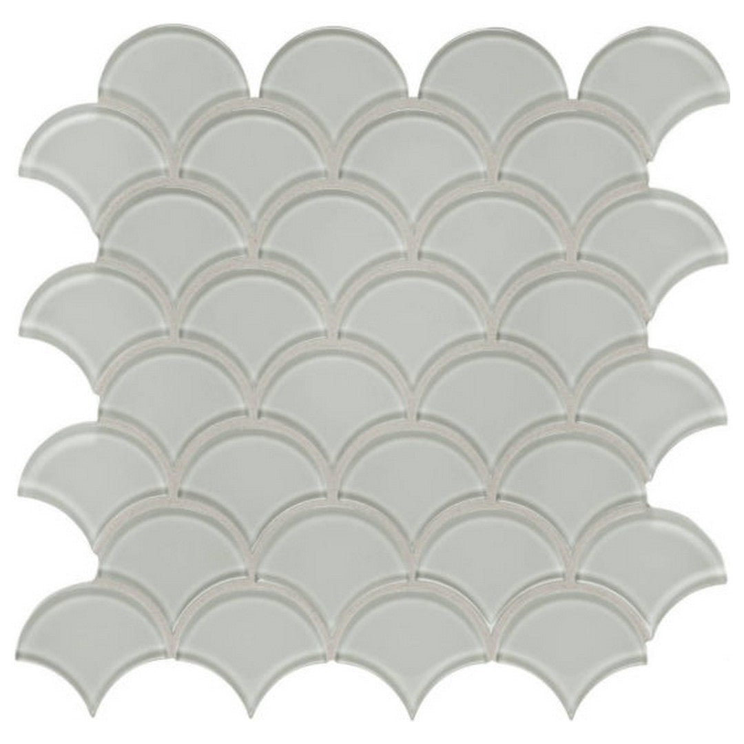 Qualis Ceramica 11.93" x 11.93" Bliss Element Glossy Glass Scallop Mosaic