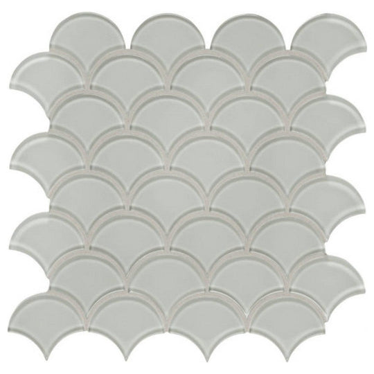 Qualis Ceramica 11.93" x 11.93" Bliss Element Glossy Glass Scallop Mosaic