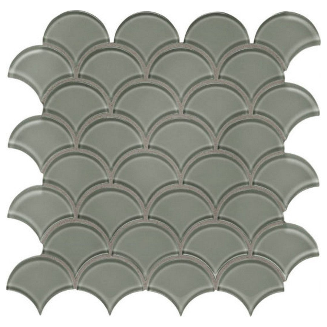 Qualis Ceramica 11.93" x 11.93" Bliss Element Glossy Glass Scallop Mosaic