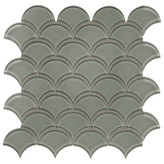 Qualis Ceramica 11.93" x 11.93" Bliss Element Glossy Glass Scallop Mosaic
