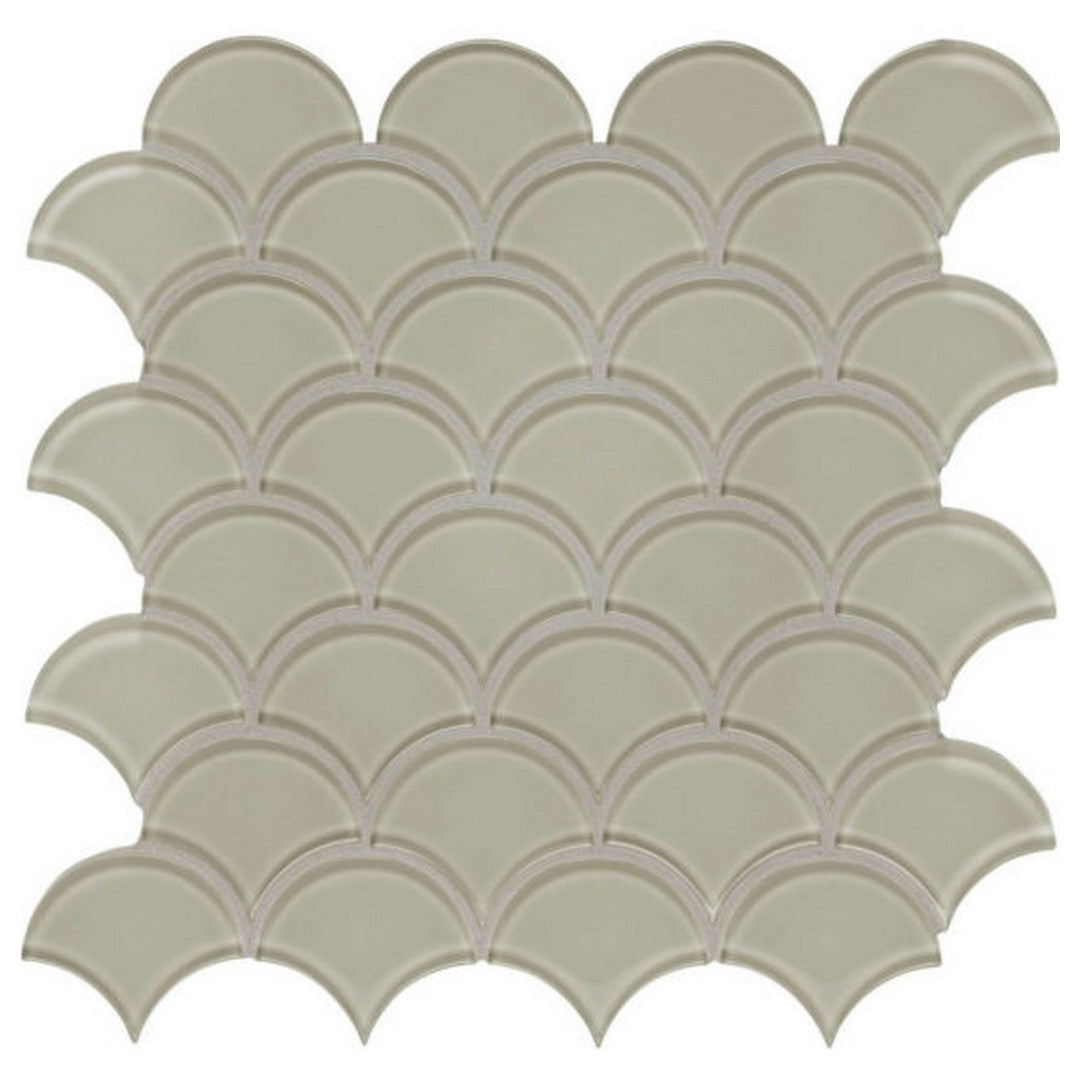 Qualis Ceramica 11.93" x 11.93" Bliss Element Glossy Glass Scallop Mosaic