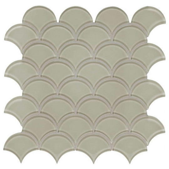 Qualis Ceramica 11.93" x 11.93" Bliss Element Glossy Glass Scallop Mosaic