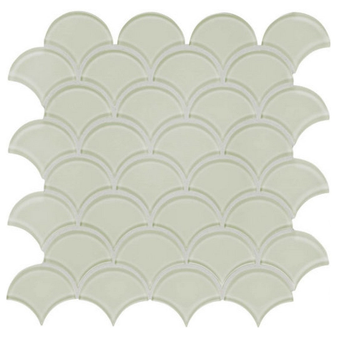 Qualis Ceramica 11.93" x 11.93" Bliss Element Glossy Glass Scallop Mosaic