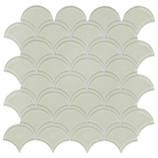 Qualis Ceramica 11.93" x 11.93" Bliss Element Glossy Glass Scallop Mosaic