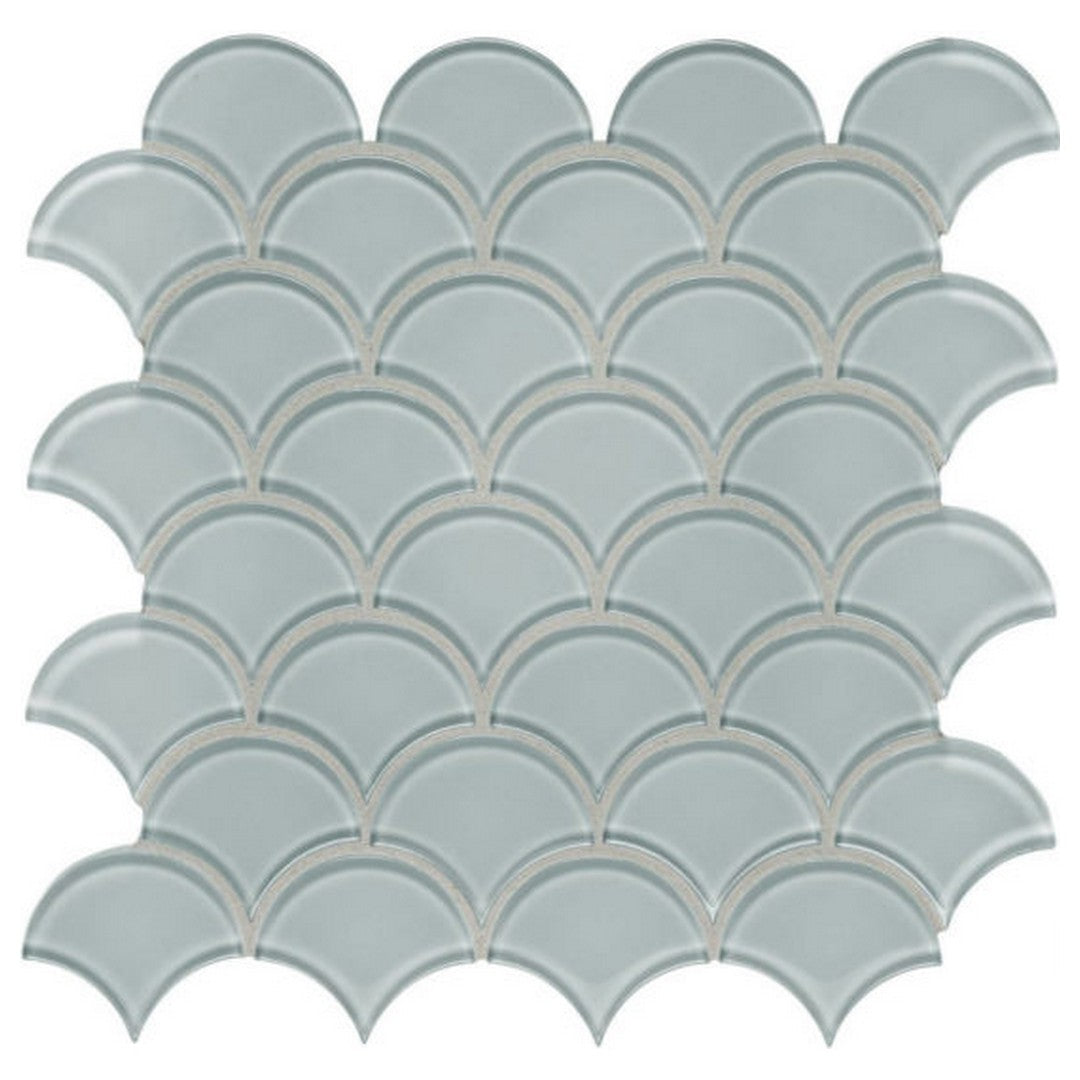 Qualis Ceramica 11.93" x 11.93" Bliss Element Glossy Glass Scallop Mosaic