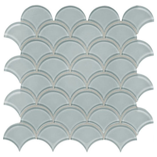 Qualis Ceramica 11.93" x 11.93" Bliss Element Glossy Glass Scallop Mosaic