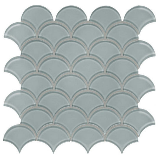 Qualis Ceramica 11.93" x 11.93" Bliss Element Glossy Glass Scallop Mosaic