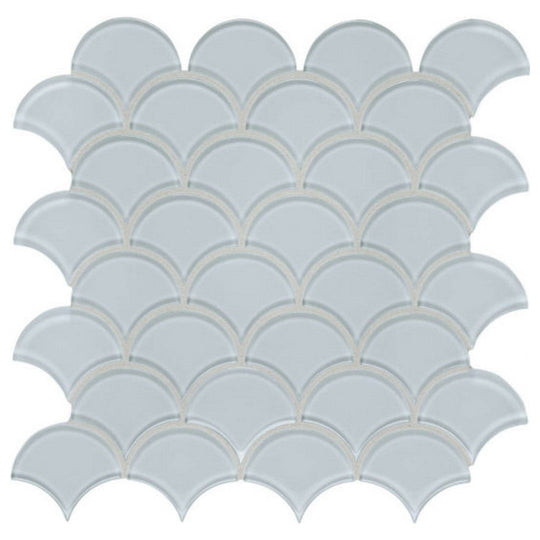 Qualis Ceramica 11.93" x 11.93" Bliss Element Glossy Glass Scallop Mosaic