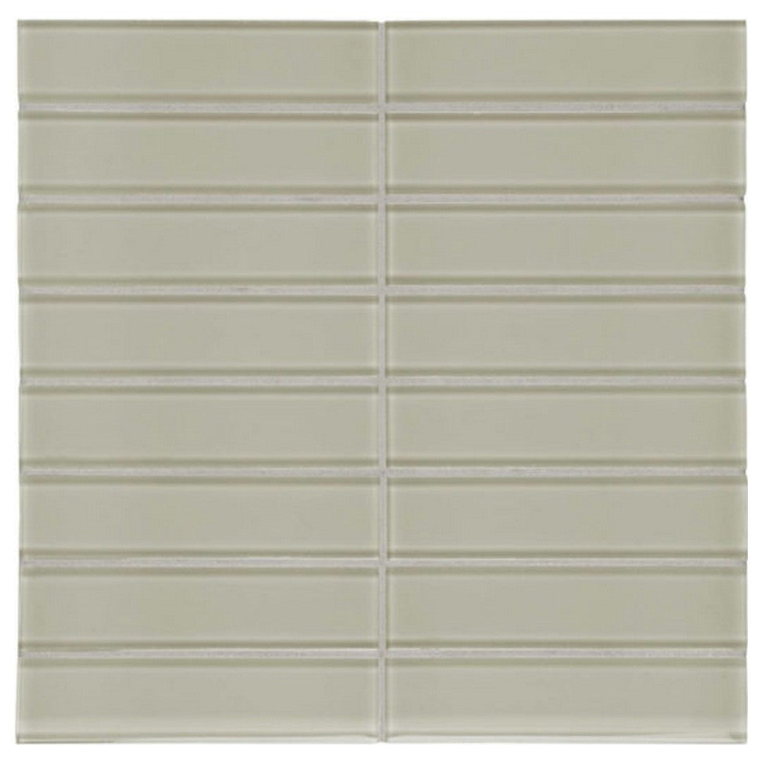 Qualis Ceramica 11.73" x 11.73" Bliss Element Glossy Glass 1.5x6" Stacked Mosaic