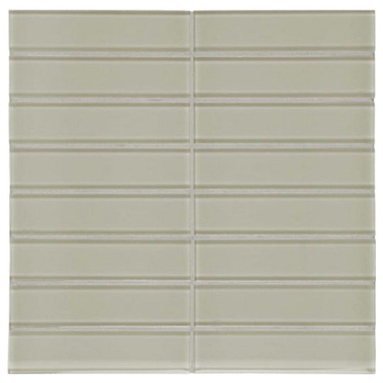 Qualis Ceramica 11.73" x 11.73" Bliss Element Glossy Glass 1.5x6" Stacked Mosaic