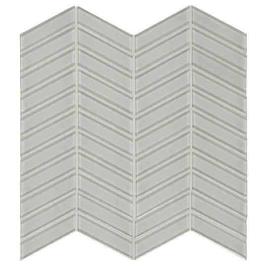 Qualis Ceramica 11.73" x 11.73" Bliss Element Glossy Glass Chevron Mosaic