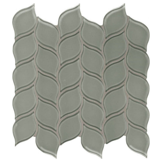 Qualis Ceramica 11.85" x 11.85" Bliss Element Glossy Glass Petal Mosaic