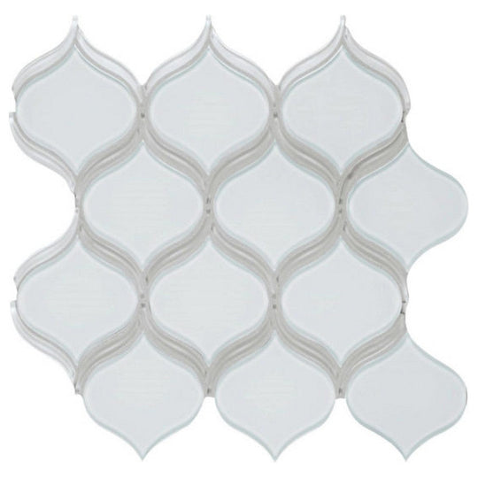 Qualis Ceramica 11.46" x 12.17" Bliss Element Glossy Glass Arabesque Mosaic