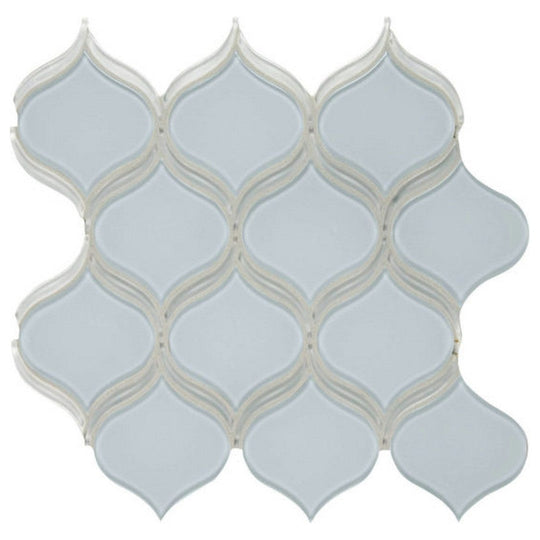 Qualis Ceramica 11.46" x 12.17" Bliss Element Glossy Glass Arabesque Mosaic