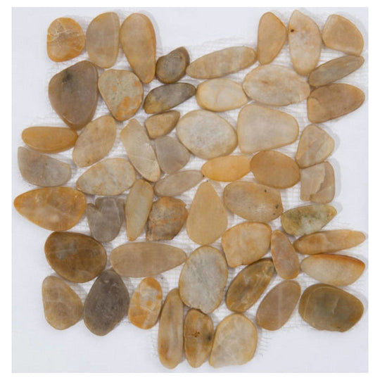 Qualis Ceramica 12" x 12" Zen Matte Natural Stone Flat Pebble Mosaic