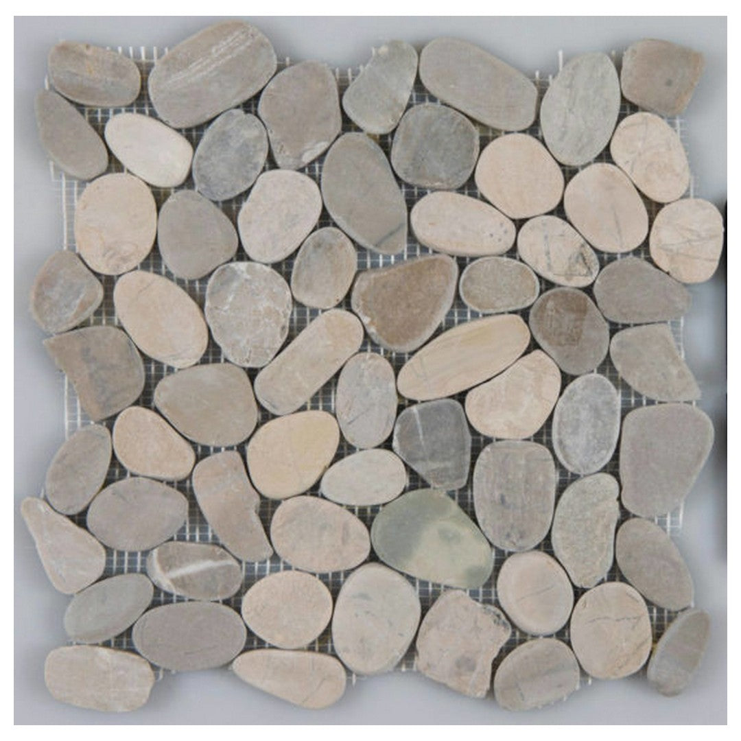 Qualis Ceramica 12" x 12" Bliss Natural Stone Flat Pebble Mosaic
