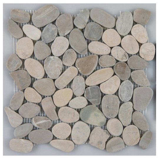 Qualis Ceramica 12" x 12" Bliss Natural Stone Flat Pebble Mosaic