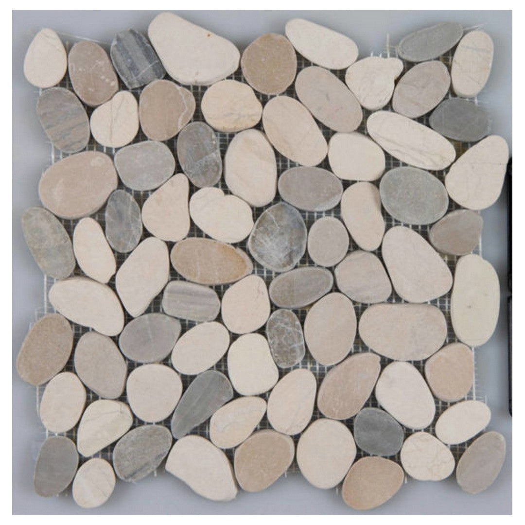 Qualis Ceramica 12" x 12" Bliss Natural Stone Flat Pebble Mosaic