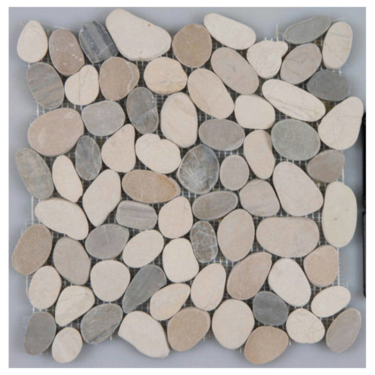 Qualis Ceramica 12" x 12" Bliss Natural Stone Flat Pebble Mosaic