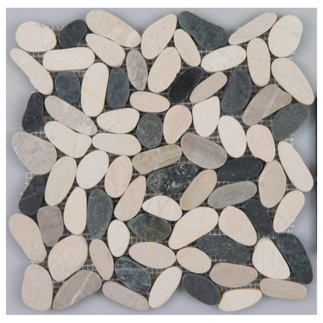 Qualis Ceramica 12" x 12" Bliss Natural Stone Flat Pebble Mosaic