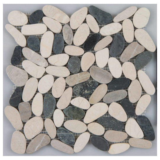 Qualis Ceramica 12" x 12" Bliss Natural Stone Flat Pebble Mosaic