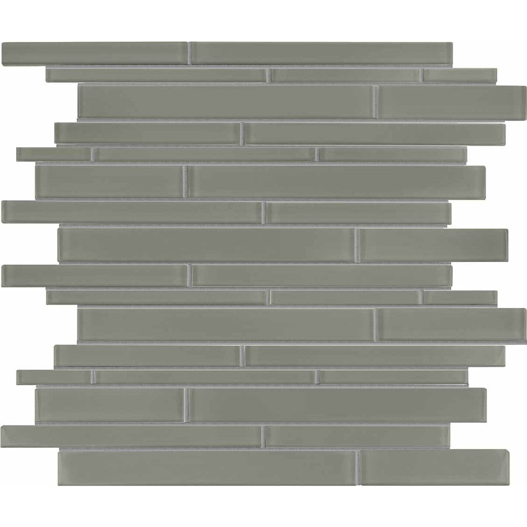 Crossville 12" x 15" Elements Glass Posh Gloss Glass Random Strip Mosaic