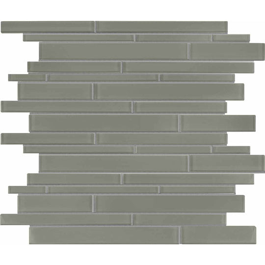 Crossville 12" x 15" Elements Glass Posh Gloss Glass Random Strip Mosaic