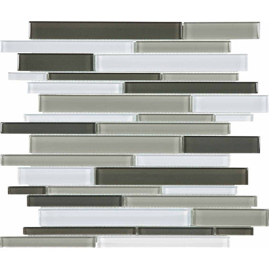 Crossville 12" x 15" Elements Glass Posh Gloss Glass Random Linear Blend Mosaic