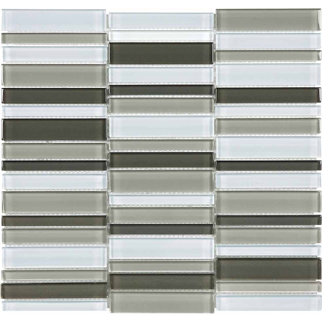Crossville 12" x 15" Elements Glass Posh Gloss Glass Straight Stacked Blend Mosaic