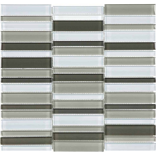 Crossville 12" x 15" Elements Glass Posh Gloss Glass Straight Stacked Blend Mosaic