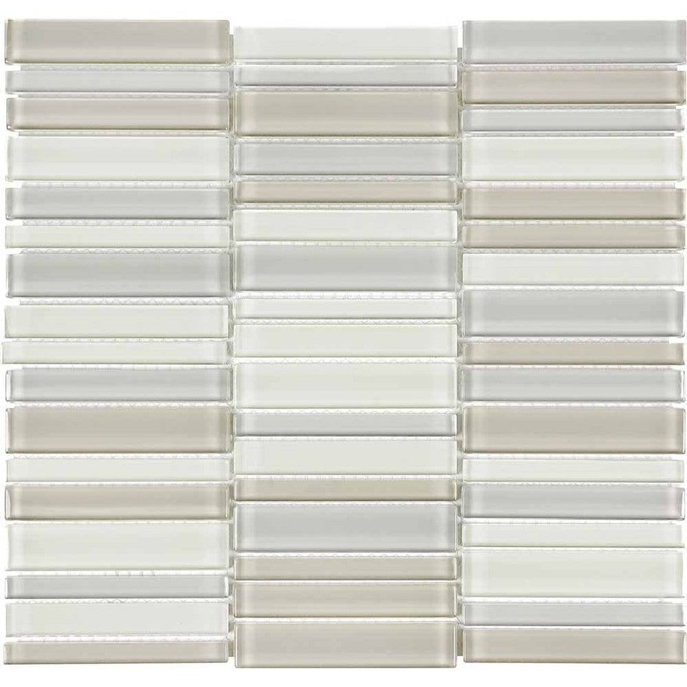 Crossville 12" x 15" Elements Glass Posh Gloss Glass Straight Stacked Blend Mosaic