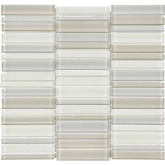 Crossville 12" x 15" Elements Glass Posh Gloss Glass Straight Stacked Blend Mosaic