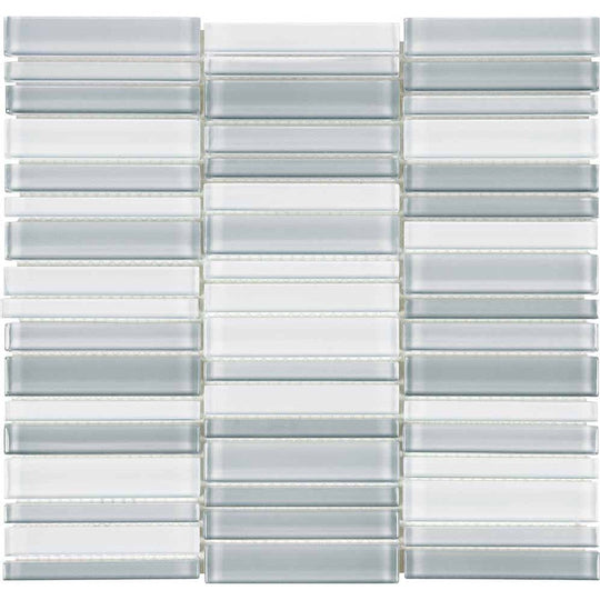 Crossville 12" x 15" Elements Glass Posh Gloss Glass Straight Stacked Blend Mosaic