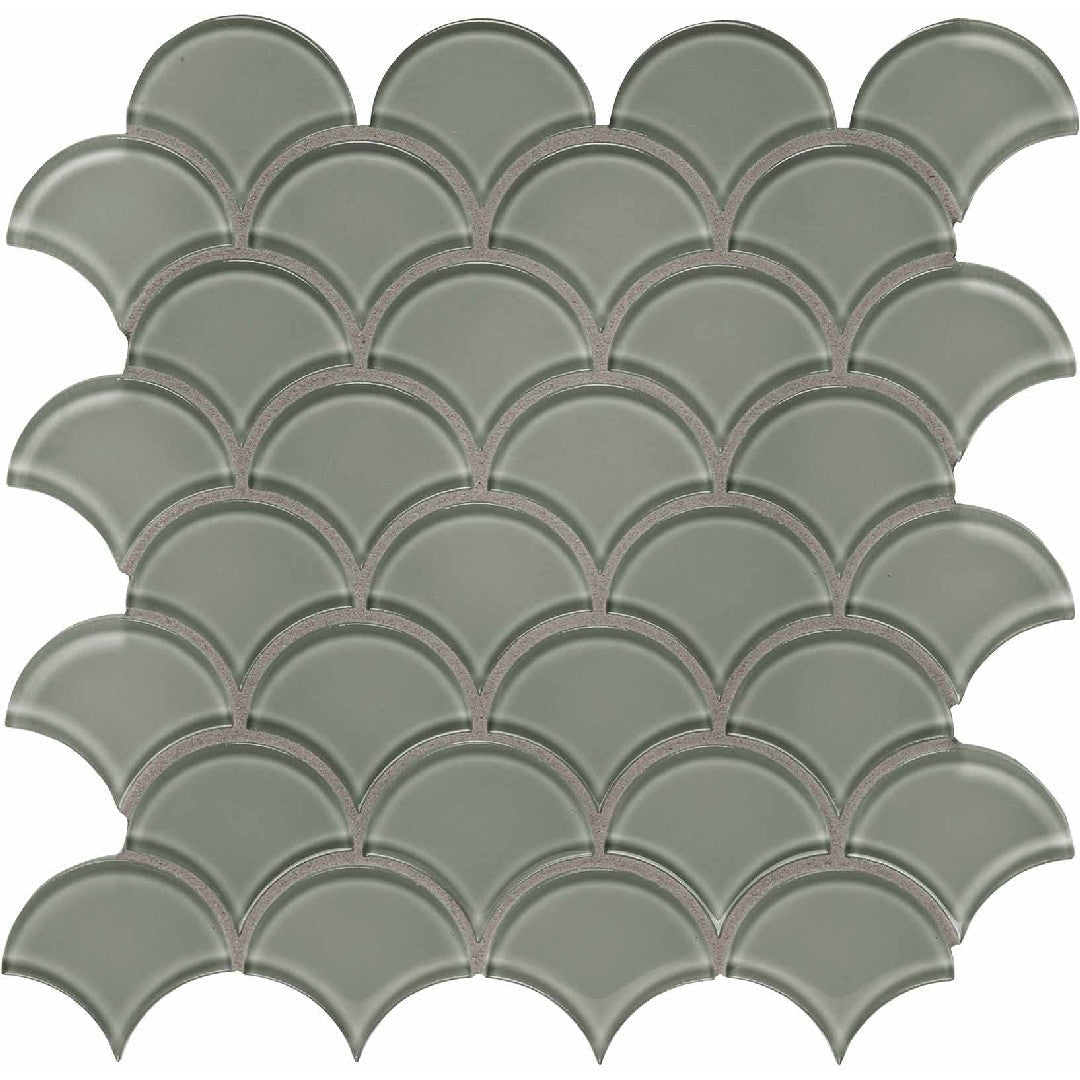 Crossville 12" x 12" Elements Glass Posh Gloss Glass Scallop Mosaic