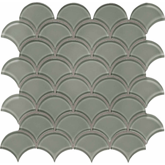 Crossville 12" x 12" Elements Glass Posh Gloss Glass Scallop Mosaic