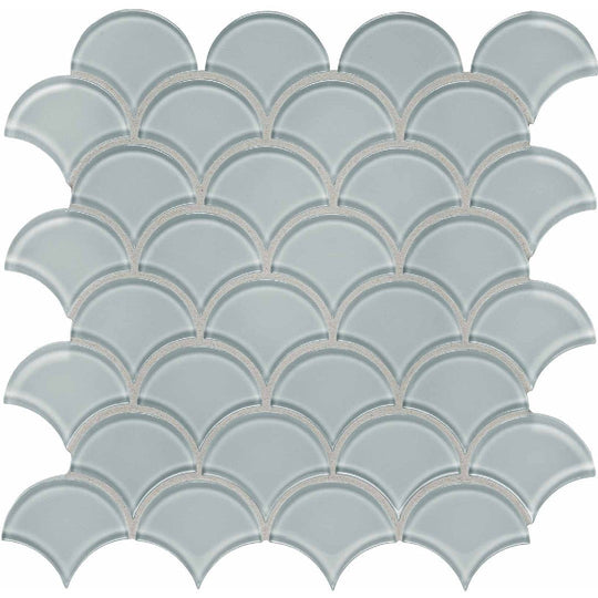 Crossville 12" x 12" Elements Glass Posh Gloss Glass Scallop Mosaic