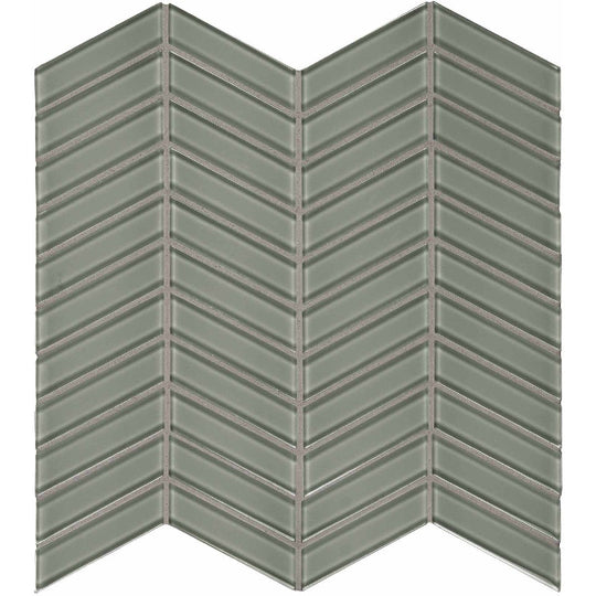 Crossville 12" x 12" Elements Glass Posh Gloss Glass Chevron Mosaic